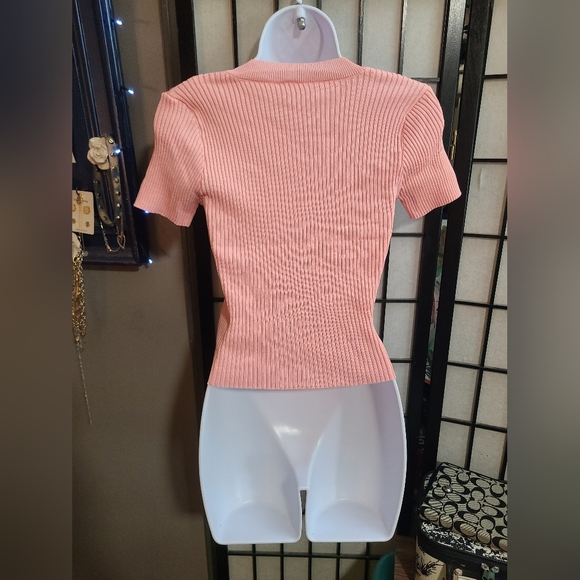 Light Pink Ribbed Tee sz S - Picture 3 of 6